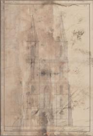 Liegnitz (Legnica). Entwurf zum Wiederaufbau der Marien (Liebfrauen) kirche. Aufriss der Westseite