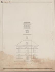 Schmiegel (Śmigiel, Regierungsbezirk Posen). Entwurf zur evangelischen Kirche. Aufriss der Westseite
