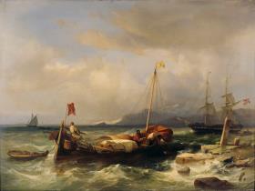 Griechische See mit Segelschiffen