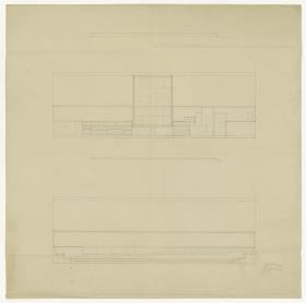 Entwurf Oberlichtsaal, Ansichten, Bauhaus Weimar (Lagepläne und Gebäude)