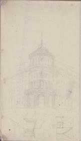 Berlin. Rathaus. Entwurf der Ecklösung mit Rundturm