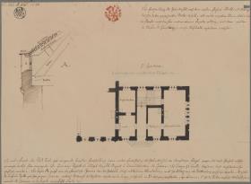 Kolberg (Kołobrzeg). Zweiter Entwurf zum Rathaus. Grundriss des Westflügels und Querschnitt des Dachansatzes