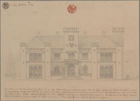 Kolberg (Kołobrzeg). Ausführungsentwurf zum Rathaus. Aufriss der Südseite