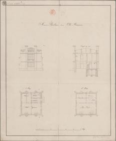 Pyritz (Pyrzyce). Armenschulhaus am Ottobrunnen. Grundriss, Aufriss und Profil