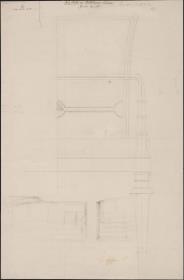 Berlin, Unter den Linden 37. Generalkommando, Wohnung des Prinzen Wilhelm von Preußen, Hellblaues Zimmer. Entwurf zu einem Armlehnstuhl