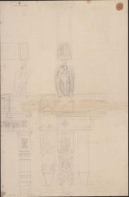 Berlin, Wilhelmstraße 102. Palais des Prinzen Albrecht von Preußen. Entwurf zu einem Sofa