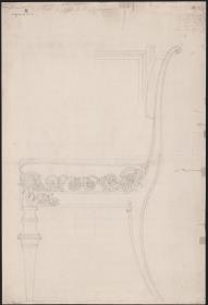 Berlin, Wilhelmplatz. Palais des Prinzen Karl von Preußen, Empfangszimmer. Entwurf zu einem Stuhl