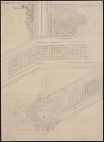 Berlin, Wilhelmstraße 102. Palais des Prinzen Albrecht von Preußen. Entwurf zur Eisentreppe
