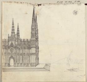 Gotischer Kirchenbau / Studie zur "Großen Komposition wie der Mailänder Dom gestellt sein müßte" (?)