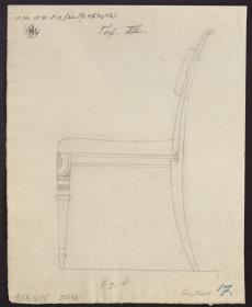 Berlin, Wilhelmplatz. Palais des Prinzen Karl von Preußen, Wohnzimmer. Entwurf zu einem Stuhl