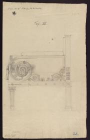 Berlin, Wilhelmstraße 102. Palais des Prinzen Albrecht von Preußen. Entwurf zu einem Sofa
