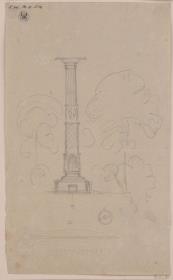 Potsdam-Sanssouci. Schloss Charlottenhof. Entwurf zum Schornstein der Dampfmaschine. Ansicht