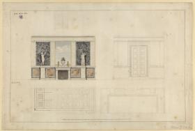 Berlin. Schloss Glienicke, Casino, Mittelsalon. Entwurf zu Wand, Fußboden und Decke