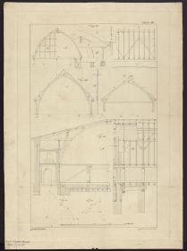 Holzkonstruktionen. Dachbinder und Tragwerke. Schnitte, Details