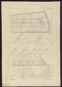 Holzkonstruktionen. Dachverbindungen und Sparren. Schnitte, Grundriss, Details