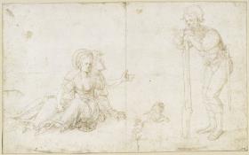 Paar mit Hund und Landsknecht