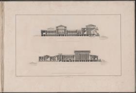 Werke der höheren Baukunst, 1840, Tafel 5. Athen, Akropolis. Palast des Königs Otto von Griechenland. Schnitte