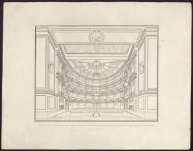 Sammlung architektonischer Entwürfe. Tafel 13 ( = Heft 2 zweite Folge, Tafel 13, 1826): Berlin. Schauspielhaus auf dem Gendarmenmarkt. Zuschauerraum