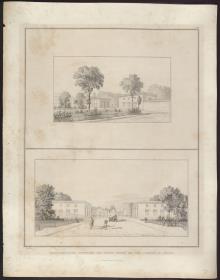 Sammlung architektonischer Entwürfe. Tafel 147 ( = Heft 25, Tafel 155, 1836): Berlin, Luisenstraße. Neues Tor. Zwei Ansichten