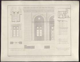 Sammlung architektonischer Entwürfe. Tafel 148 ( = Heft 25, Tafel 156, 1836): Berlin, Luisenstraße. Neues Tor. Details des Steuergebäudes
