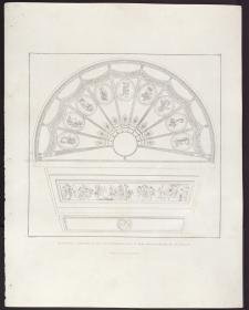 Sammlung architektonischer Entwürfe. Tafel 15 ( = Heft 2 zweite Folge, Tafel 15, 1826): Berlin. Schauspielhaus auf dem Gendarmenmarkt,  Zuschauerraum. Ansicht des Deckenplafonds und der Proszeniumsdecke