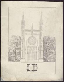 Sammlung architektonischer Entwürfe. Tafel 153 ( = Heft 21, Tafel 131, 1834): St. Petersburg, Peterhof. Kapelle für den kaiserlichen Garten. Ansicht