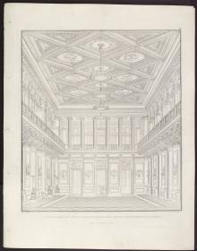 Sammlung architektonischer Entwürfe. Tafel 16 ( = Heft 2 zweite Folge, Tafel 16, 1826): Berlin. Schauspielhaus auf dem Gendarmenmarkt, Konzertsaal