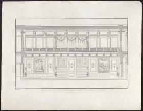 Sammlung architektonischer Entwürfe. Tafel 17 ( = Heft 2 zweite Folge, Tafel 17, 1826): Berlin. Schauspielhaus auf dem Gendarmenmarkt, Konzertsaal. Längsschnitt