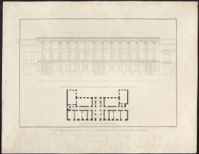 Sammlung architektonischer Entwürfe. Tafel 23 ( = Heft 3, Tafel 23, 1823): Berlin. Artillerie- und Ingenieursschule. Grundriss und Aufriss