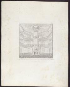 Sammlung architektonischer Entwürfe. Tafel 28 ( = Heft 4, Tafel 28, 1824): Ostrowo (Ostrów Wielkopolski), ehemals Regierungsbezirk Posen (Województwo Wielkopolskie). Jagdschloss Antonin. Innenansicht des Kaminsaales