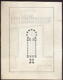 Sammlung architektonischer Entwürfe. Tafel 31 ( = Heft 5, Tafel 31, 1824): Berlin, Spittelmarkt. Entwurf zur Gertraudenkirche. Grundriss, Längs- und Querschnitt