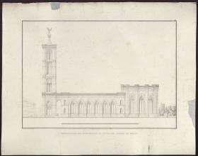 Sammlung architektonischer Entwürfe. Tafel 32 ( = Heft 5, Tafel 32, 1824): Berlin, Spittelmarkt. Entwurf zur Gertraudenkirche. Außenansicht