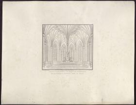Sammlung architektonischer Entwürfe. Tafel 34 ( = Heft 5, Tafel 34, 1824): Berlin, Spittelmarkt. Entwurf zur Gertraudenkirche. Innenansicht des Chores