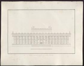 Sammlung architektonischer Entwürfe. Tafel 39 ( = Heft 6, Tafel 39, 1825): Berlin. Altes Museum am Lustgarten. Aufriss der Hauptfassade