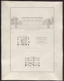 Sammlung architektonischer Entwürfe. Tafel 62 ( = Heft 9, Tafel 56, 1826): Wohnhausentwurf Nr. 1. Zwei Fassaden und zwei Schnitte