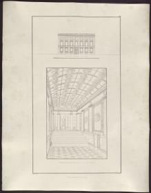 Sammlung architektonischer Entwürfe. Tafel 64 ( = Heft 9, Tafel 58, 1826): Wohnhausentwurf Nr. 3. Fassade und Vestibül