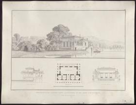 Sammlung architektonischer Entwürfe. Tafel 66 ( = Heft 9, Tafel 60, 1826): Potsdam (nähe). Lusthaus. Perspektivische Ansicht