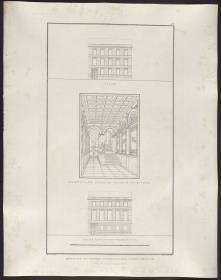 Sammlung architektonischer Entwürfe. Tafel 69 ( = Heft 10, Tafel 63, 1826): Wohnhausentwurf. Zwei Fassaden und Vestibül
