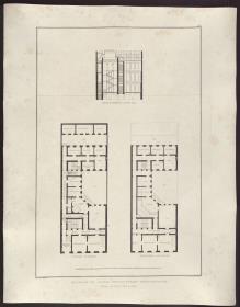 Sammlung architektonischer Entwürfe. Tafel 70 ( = Heft 10, Tafel 64, 1826): Wohnhausentwurf. Zwei Grundrisse und Schnitt