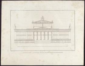 Sammlung architektonischer Entwürfe. Tafel 8 ( = Heft 2 erste Folge, Tafel 8, 1821): Berlin. Schauspielhaus auf dem Gendarmenmarkt. Fassadenansicht