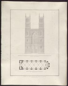 Sammlung architektonischer Entwürfe. Tafel 86 ( = Heft 13, Tafel 80, 1829): Berlin. Friedrichswerdersche Kirche. Ausgeführter Entwurf. Aufriss und Grundriss
