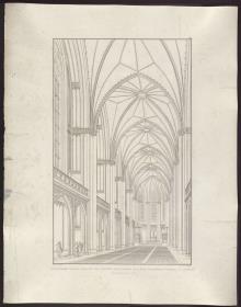 Sammlung architektonischer Entwürfe. Tafel 88 ( = Heft 13, Tafel 82, 1829): Berlin. Friedrichswerdersche Kirche. Ausgeführter Entwurf. Perspektivische Innenansicht