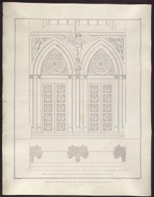 Sammlung architektonischer Entwürfe. Tafel 89 ( = Heft 13, Tafel 83, 1829): Berlin. Friedrichswerdersche Kirche. Aufriss und Grundriss des Hauptportals