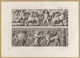 Vorbilder für Fabrikanten und Handwerker. Teil 1, Abteilung 1, Blatt 11: Figürlich belebte Marmorreliefs antiker Bauwerke