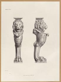 Vorbilder für Fabrikanten und Handwerker. Teil 1, Abteilung 1, Blatt 22: Löwenfuß aus den Vatikanischen Museen in Vorder- und Seitenansicht
