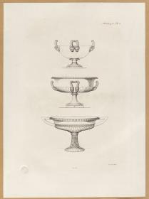Vorbilder für Fabrikanten und Handwerker. Teil 1, Abteilung 2, Blatt 9: Drei antike Schalen aus der Villa Adriana (auch Hadriansvilla) in Rom und aus der Sammlung Hamilton