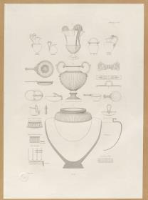 Vorbilder für Fabrikanten und Handwerker. Teil 1, Abteilung 2, Blatt 7: Römische Gefäße aus Marmor und Bronze mit Details