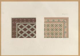Vorbilder für Fabrikanten und Handwerker. Teil 2, Abteilung 3, Blatt 21: Muster eines Seidestoffes in Soest und Muster eines Stoffes aus Essen