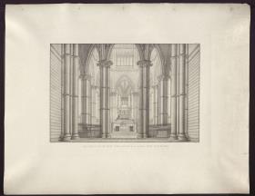 Axel und Walburg. Trauerspiel von Adam Oehlenschläger. Entwurf zu einer Dekoration. Inneres einer Gruftkirche