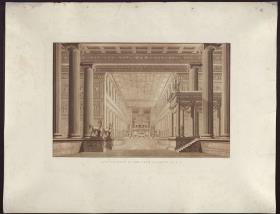 Olimpia. Oper von Gaspare Spontini. Entwurf zur 2. Dekoration. Inneres des Tempels der Diana